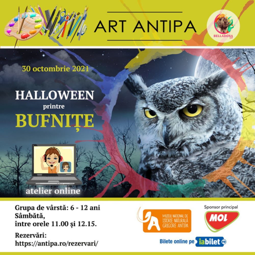 Atelier online pentru copii la Antipa: Haloween printre bufnițe